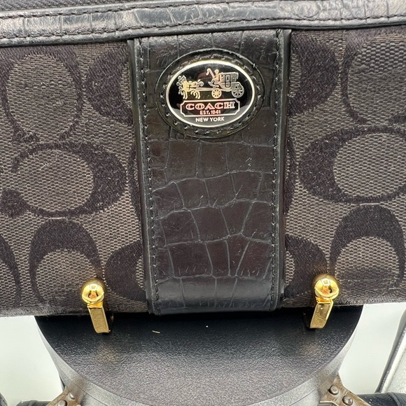 Coach Black and Gold Signature C Wallet with Leather Accent - Picture 3 of 8
